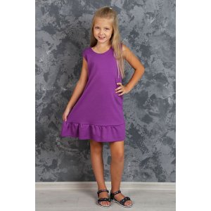 Платье детское с воланом ДП 012 милано (р-ры: 110-146) фиолетовый