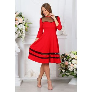 Платье женское П 171 футер с лайкрой (р-ры: 42-54) красный