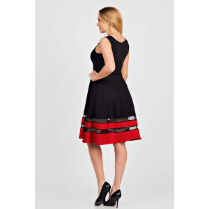 Платье женское П 170-1 футер с лайкрой (р-ры: 44-56) черно-красный