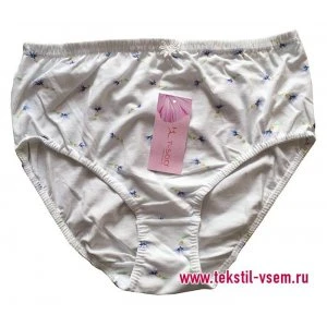 Трусы женские TS0040 хлопок+эластан (р-ры: M-3XL) голубые цветочки на белом Трусы женские TS0040 хлопок+эластан (р-ры: M-3XL) голубые цветочки на белом