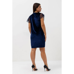 Платье женское П932.1 бархат+сетка (р-ры: 48-50) синий