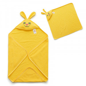 Полотенце детское махровое "Зайчонок" 00141 с капюшоном желтый