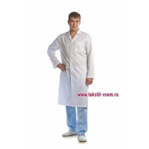 Медицинский халат мужской №501 "Классика" тиси (р-ры: 44-66)