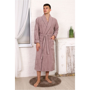 Халат мужской шаль велюр-махра "Мужская элегия" (р-ры: 48-74) кофейный