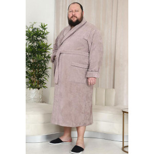 Халат мужской шаль велюр-махра "Мужская элегия" (р-ры: 48-74) кофейный