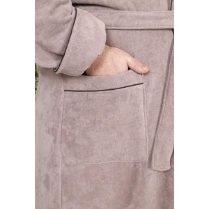 Халат мужской шаль велюр-махра "Мужская элегия" (р-ры: 48-74) кофейный