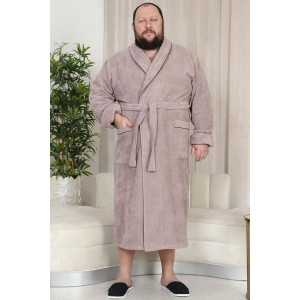 Халат мужской шаль велюр-махра "Мужская элегия" (р-ры: 48-74) кофейный