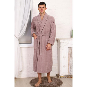 Халат мужской шаль велюр-махра "Мужская элегия" (р-ры: 48-74) кофейный