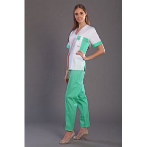 Медицинский костюм женский М155 тиси (р-ры: 40-54) зеленый