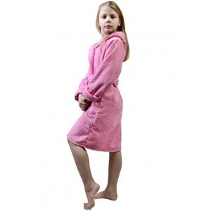 Халат детский с капюшоном махровый (р-ры: 28-40) розовый