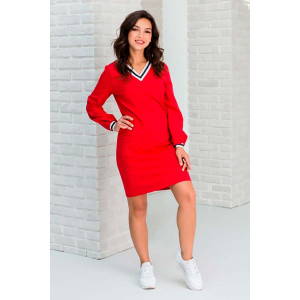 Платье женское 0251 футер 2-х нитка с лайкрой (р-ры: 42-54) красный