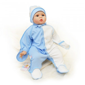 Комбинезон для новорожденных швы наружу "Зайка" 5487 интерлок (последний размер) голубой 62