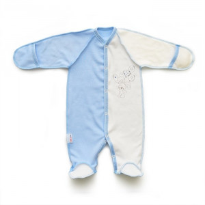 Комбинезон для новорожденных швы наружу "Зайка" 5487 интерлок (последний размер) голубой 62