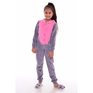 Пижама детская 7241а "Кигуруми" велюр (р-ры: 30-34) розовый