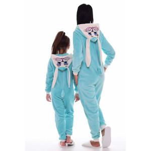 Пижама детская 7288а "Кигуруми" велсофт (р-ры: 30-34) мята