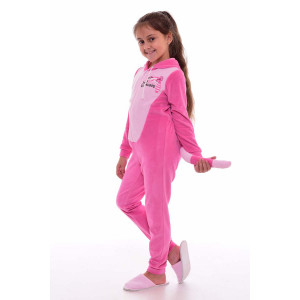 Пижама детская 7236а "Кигуруми" велюр (р-ры: 30-34) розовый