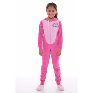 Пижама детская 7236а "Кигуруми" велюр (р-ры: 30-34) розовый