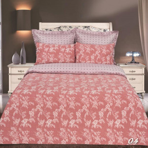 Постельное белье двухслойное "Эко" хлопок-жаккард "Букет" терракот