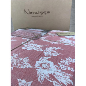 Постельное белье двухслойное "Эко" хлопок-жаккард "Букет" терракот