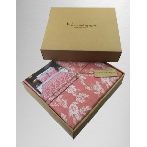 Постельное белье двухслойное "Эко" хлопок-жаккард "Букет" терракот