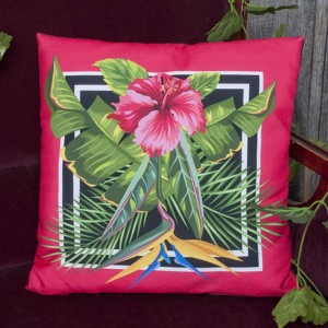 Подушка декоративная с фотопечатью "Тропическая розовая"