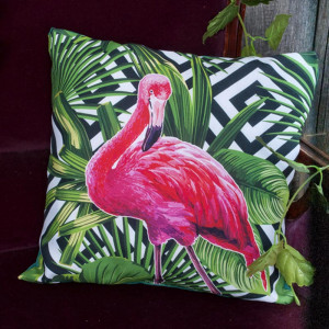 Подушка декоративная с фотопечатью "Тропические фламинго"