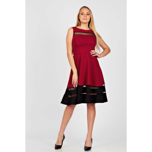 Платье женское П 170-3 футер с лайкрой (р-ры: 44-56) бордовый с черным