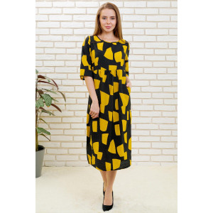 Платье женское "Кармелина" Ж штапель нейлон (р-ры: 52-64) черный+желтый