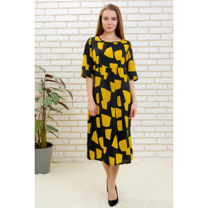 Платье женское "Кармелина" Ж штапель нейлон (р-ры: 52-64) черный+желтый