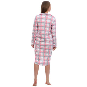 Рубашка-халат женский 217.13 интерлок пенье (р-ры: 44-62) пурпурный+светло-серый