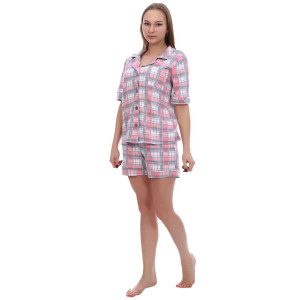 Пижама женская 216.13 интерлок пенье (р-ры: 44-62) пурпурный+светло-серый