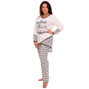 Пижама женская "Алина" футер с начесом (последний размер) молочный 64,66