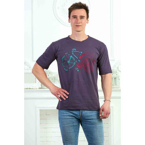 Футболка мужская "Велосипед" кулирка (р-ры: 46-64) фиолетовый