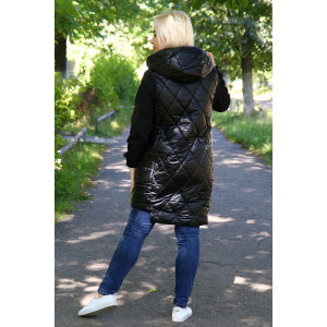Куртка женская №22117 капитония+футер 3-х нитка (р-ры: 48-54) черный