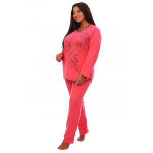 Пижама женская "Лазурь" футер с начесом (р-ры: 46-56) розовый