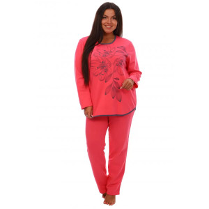 Пижама женская "Лазурь" футер с начесом (р-ры: 46-56) розовый