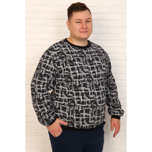 Джемпер мужской №4542 футер с начесом (р-ры: 60-70) черный