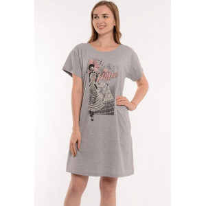 Туника-футболка женская 1302 кулирка меланж (р-ры: 44-58) серый с девушкой