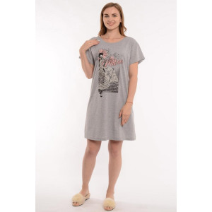 Туника-футболка женская 1302 кулирка меланж (р-ры: 44-58) серый с девушкой