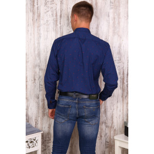 Рубашка мужская №17535 поплин стрейч (р-ры: 46-54) темно-синий
