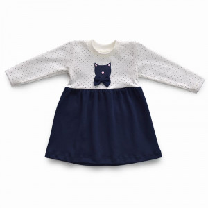 Платье для новорожденных 20190 "Мур-Мур" интерлок (р-ры: 74-98) темно-синяя юбка и кремовый верх