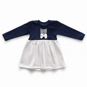 Платье для новорожденных 20190 "Мур-Мур" интерлок (р-ры: 74-98) кремовая юбка и темно-синий верх