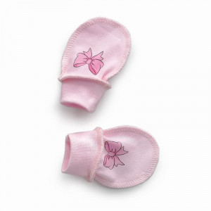 Рукавички для новорожденных швы наружу 20241 "Beauty" интерлок розовый