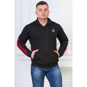 Куртка мужская 419 "Лампас" футер с лайкрой (р-ры: 46-60) черный