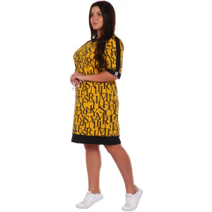 Платье женское "Кильвия" футер 2-х нитка с лайкрой (р-ры: 50-58) горчица