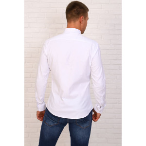 Рубашка мужская №17535 поплин стрейч (р-ры: 46-54) белый