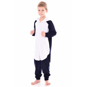 Пижама подростковая 11036 "Кигуруми Панда" велюр (р-ры: 36-42) темно-синий