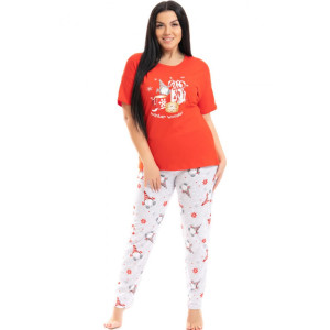 Пижама женская 784 "Красный" кулирка (р-ры: 44-58)