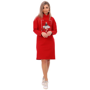 Платье женское П-023 футер (р-ры: 44-58) красный