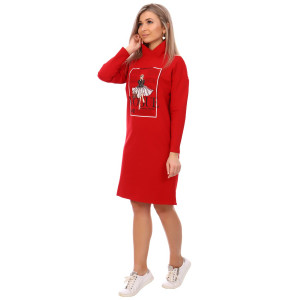 Платье женское П-023 футер (р-ры: 44-58) красный